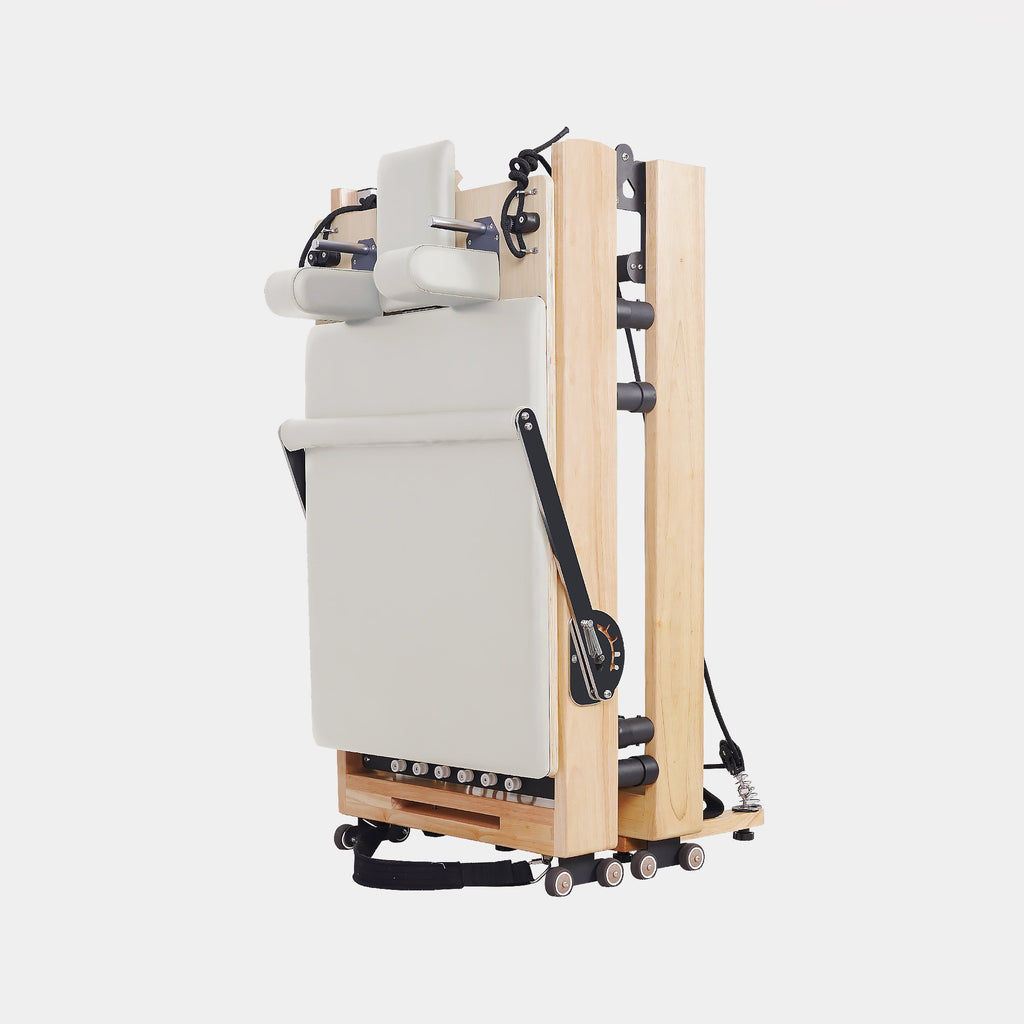 BR Oak Foldable Pilates Reformer – Studio-Level Foldable Reformer White