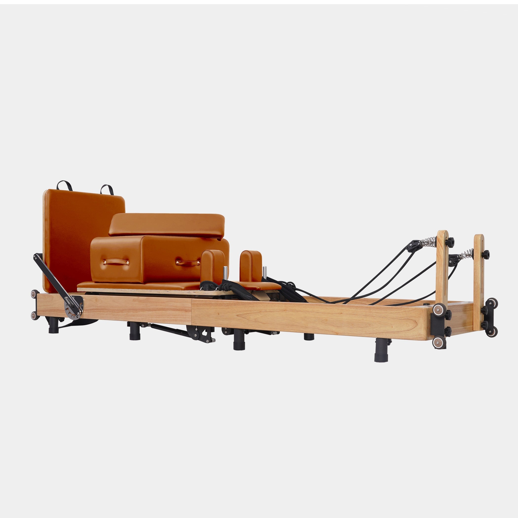 BR Oak Foldable Pilates Reformer – Studio-Level Foldable Reformer Orange