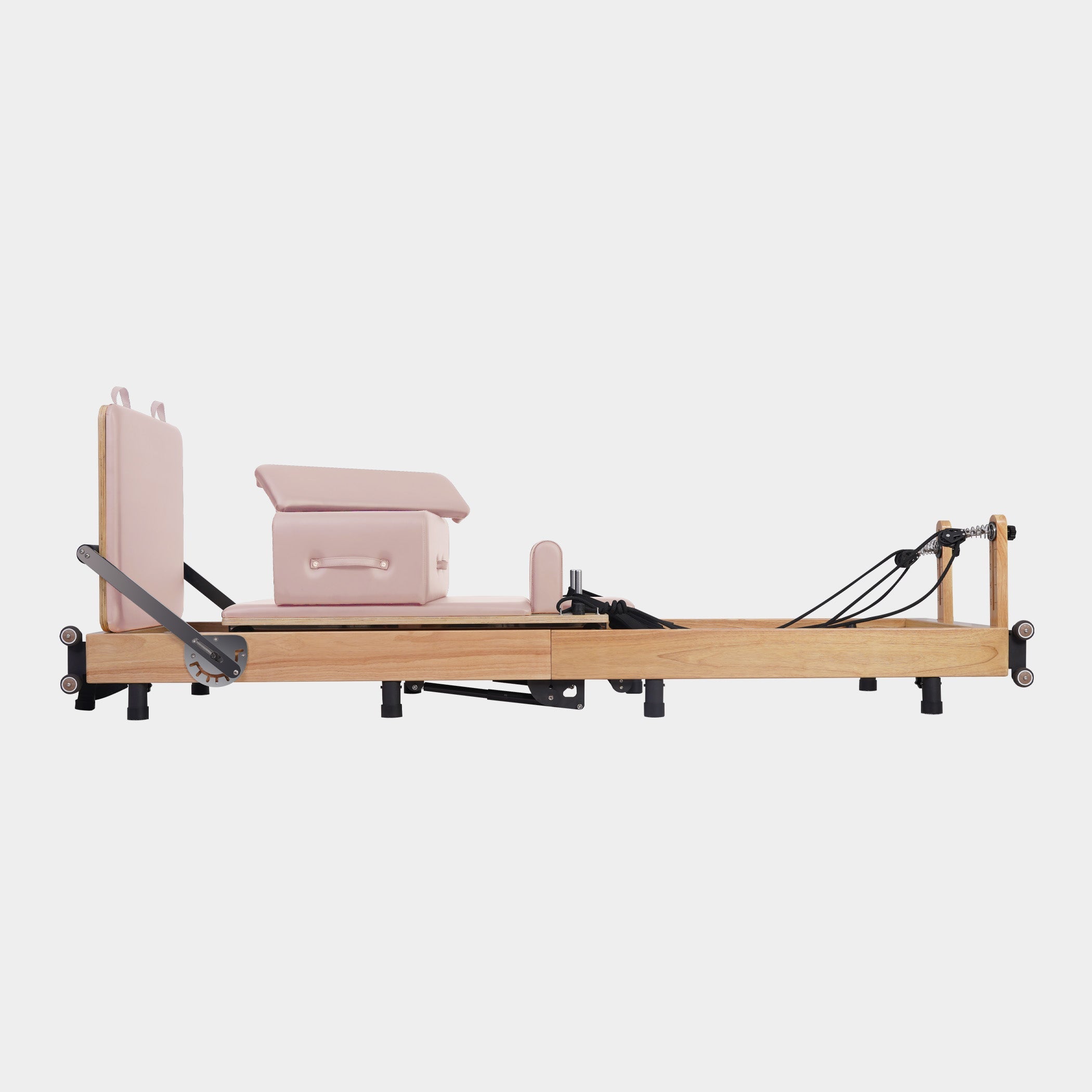 BR Oak Foldable Pilates Reformer – Studio-Level Foldable Reformer Pink